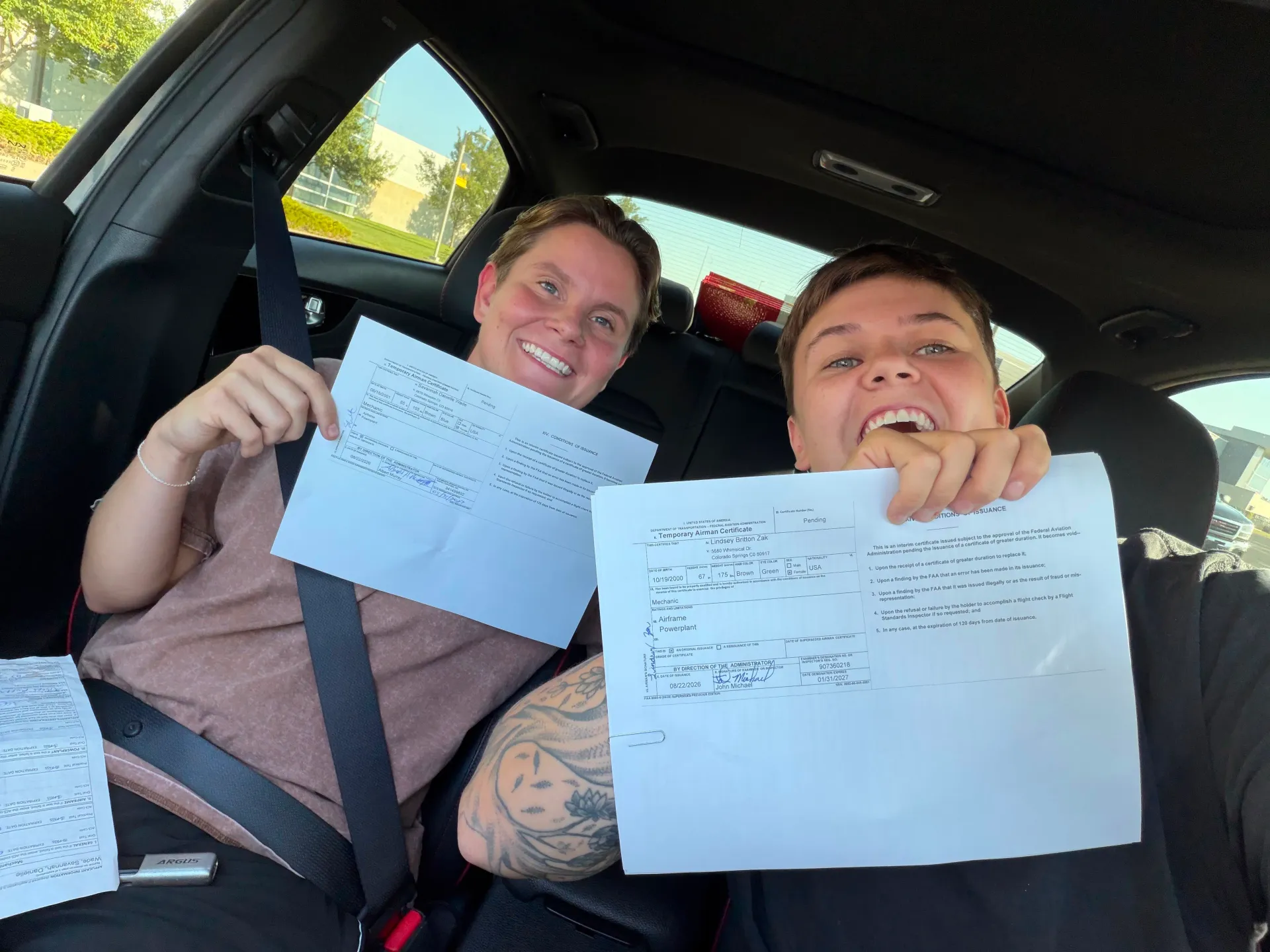 Students traveling together with aviation documents
